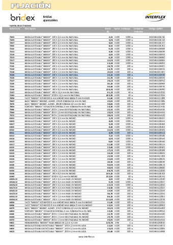 INTERFLEX - Actualización Tarifa gama BRIDEX 2022