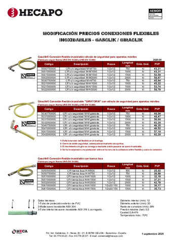 HECAPO ANEXO TARIFA HECAPO Nº 44 CAMBIO PVP GASCLIK - 09-2025