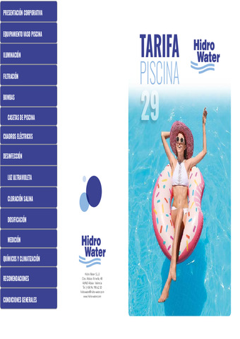 HIDRO WATER  TARIIFA  PISCINA 2025