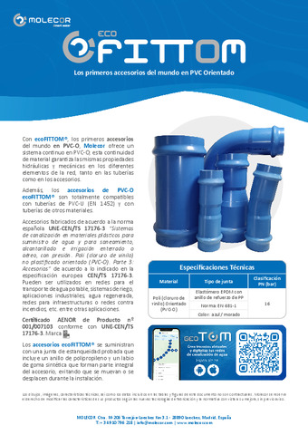 MOLECOR: accesorios de PVC-O ecoFITTOM®