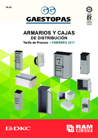 GAESTOPAS - Tarifa Armarios y Cajas distribución DKC Febrero 2019