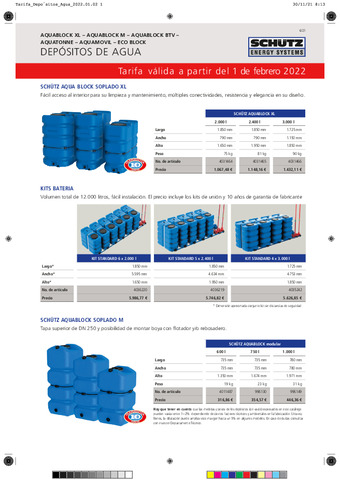 SCHUTZ TARIFA AGUA 2022