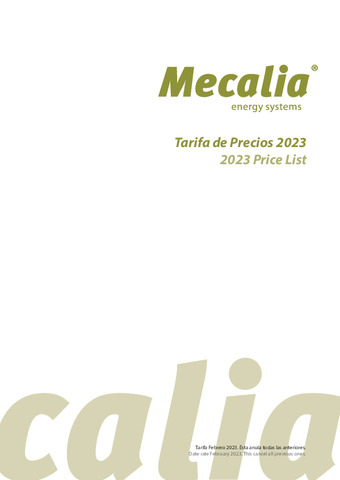Tarifa Mecalia. Precios 2023
