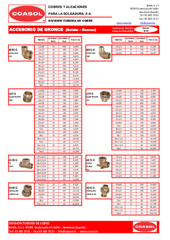 COASOL Tarifa ACCESORIO Bronce Marzo 2024