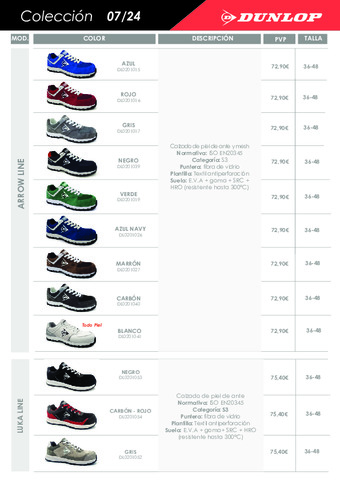 DUNLOP TARIFA 01.04.2026