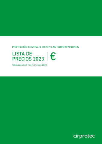 CIRPROTEC: TARIFA PRECIOS 2023