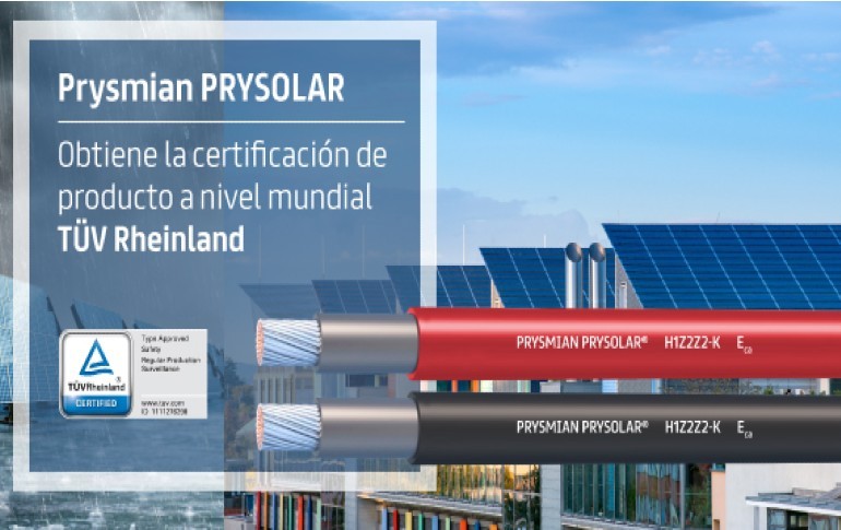 El cable Prysmian Prysolar recibe la certificación TÜV Rheinland