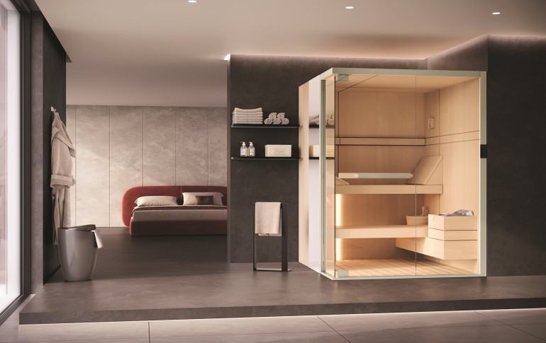 Novellini lanza  su nueva sauna & hamman Celsius, diseñada por Marco Pellici.
