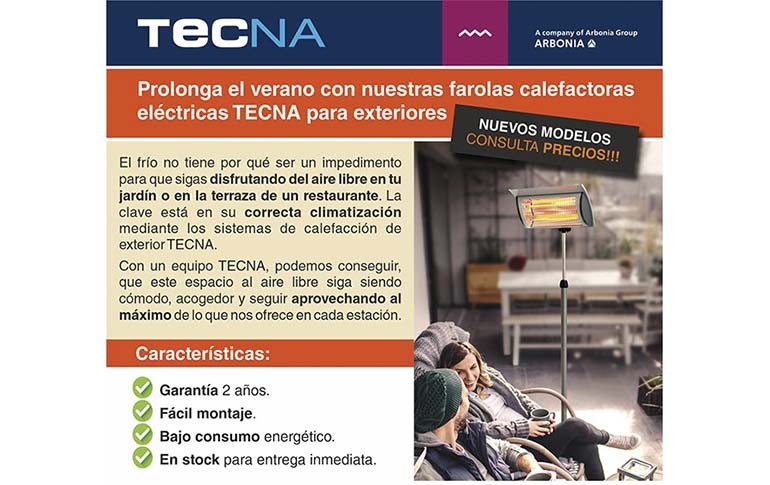 Prolonga el verano con las farolas calefactoras de TECNA