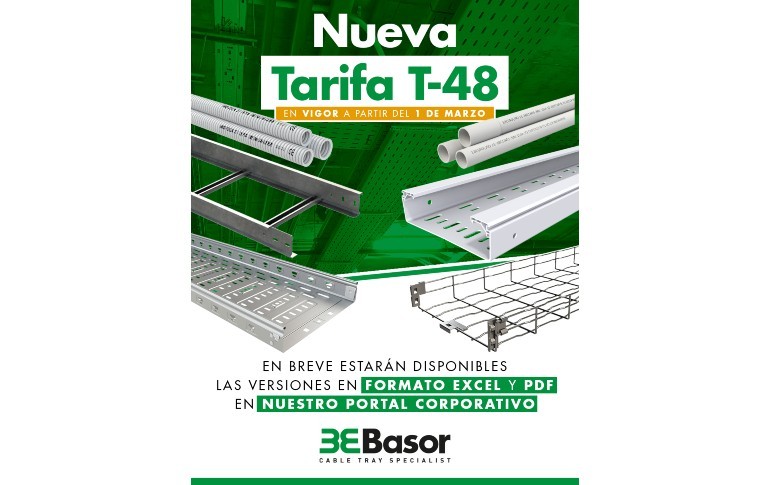 Basor Electric actualiza su tarifa de precios a la versión T-48: el nuevo listado entrará en vigor a partir del miércoles 1 de Marzo