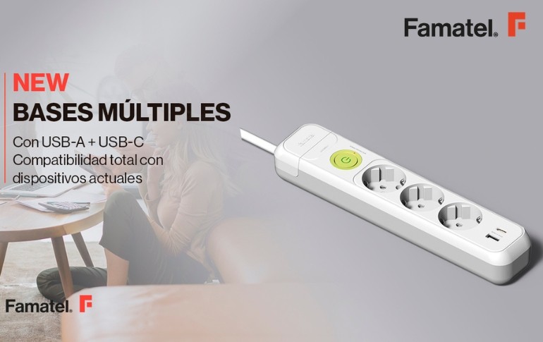 FAMATEL presenta la actualización de sus bases múltiples con USB-A y USB-C integrados
