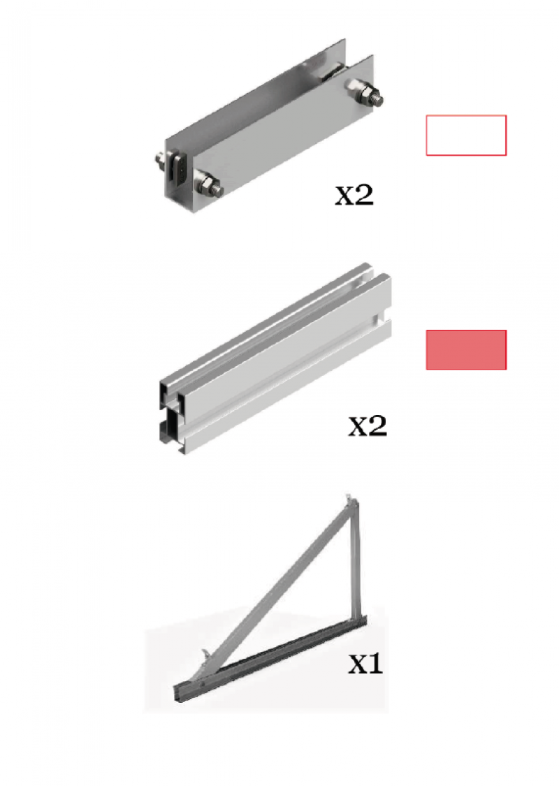 Ampliación para soportes triángulares cerrados para 3 módulos